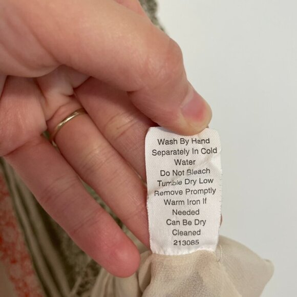 CABI 266 Whisper Gauze Tank Cream Beige Green Floral Striped Crochet Boho Blouse - Picture 12 of 16